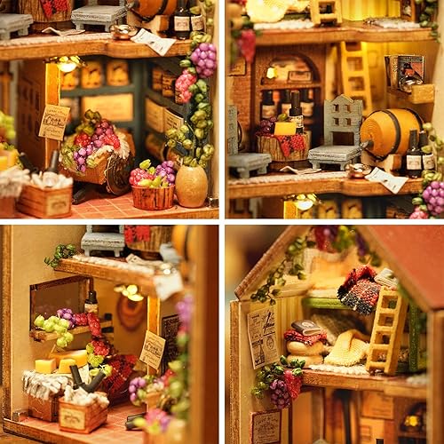 Miniatura 4 de Roroom Kit de casa de muñecas en miniatura y muebles, modelo de casa de muñecas de madera 3D con LED, idea creativa de habitación para regalo de