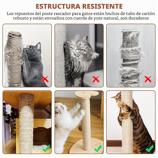 Foto 6 de 7 de BORDEAG 2 Piezas Poste Rascador para Gatos, 40 * 8cm Recambio Rascador para Gatos
