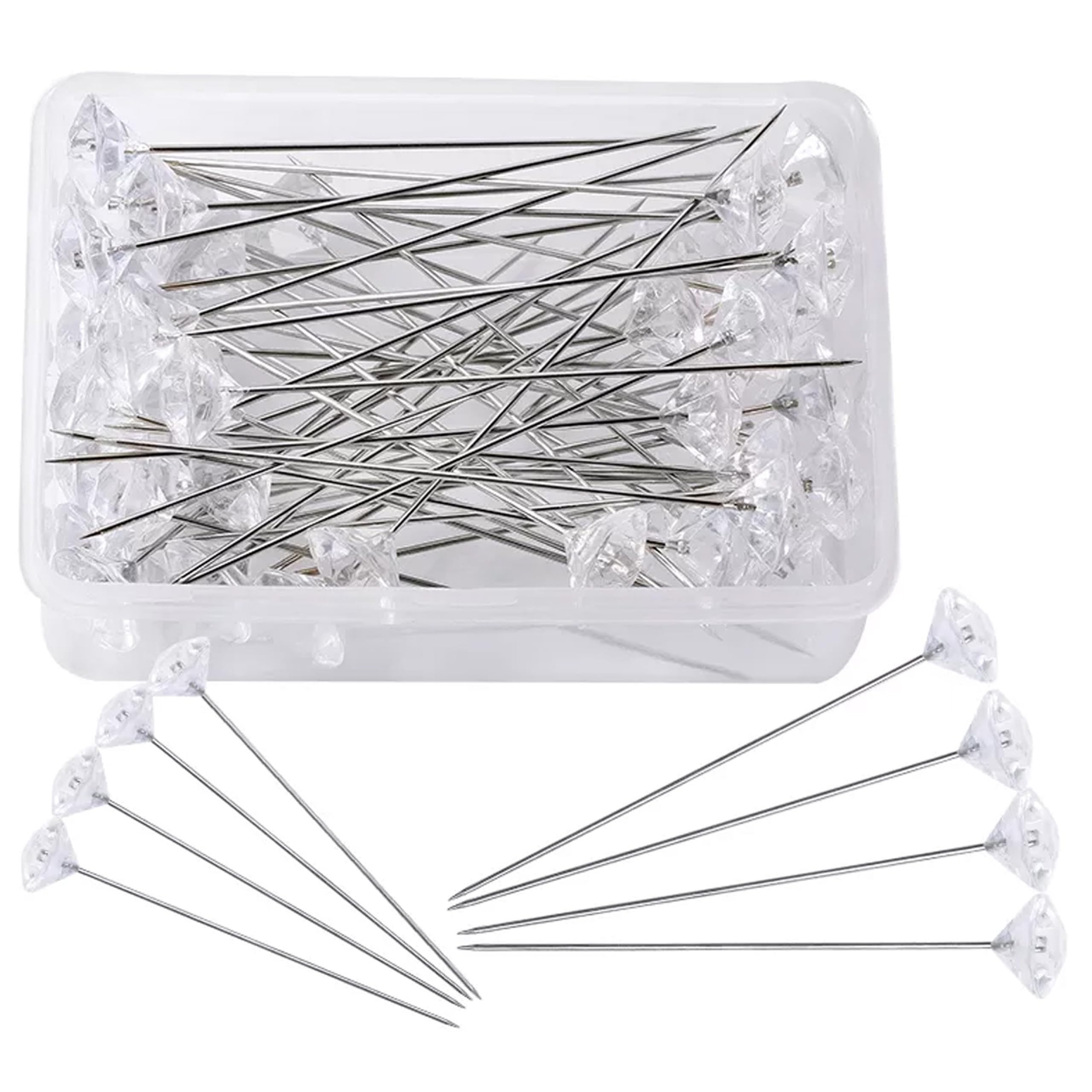 Gemsy Crystal Head Decor Pins - 1 Box | Stainless Steel Craft DIY Garment Sewing Straight Pins for Fabric, Shirts, Dressmaking | Bouquet Straight Needle 4