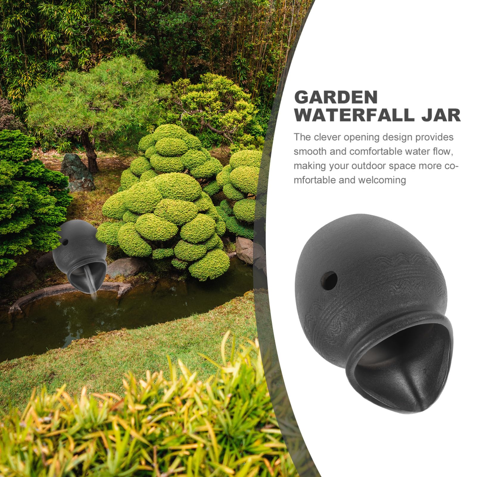 Gatuida Vaso Fontana da Giardino Decorativa in Ceramica Nera Fontane da Giardino Solari Sistema di Circolazione Efficiente per Outdoor