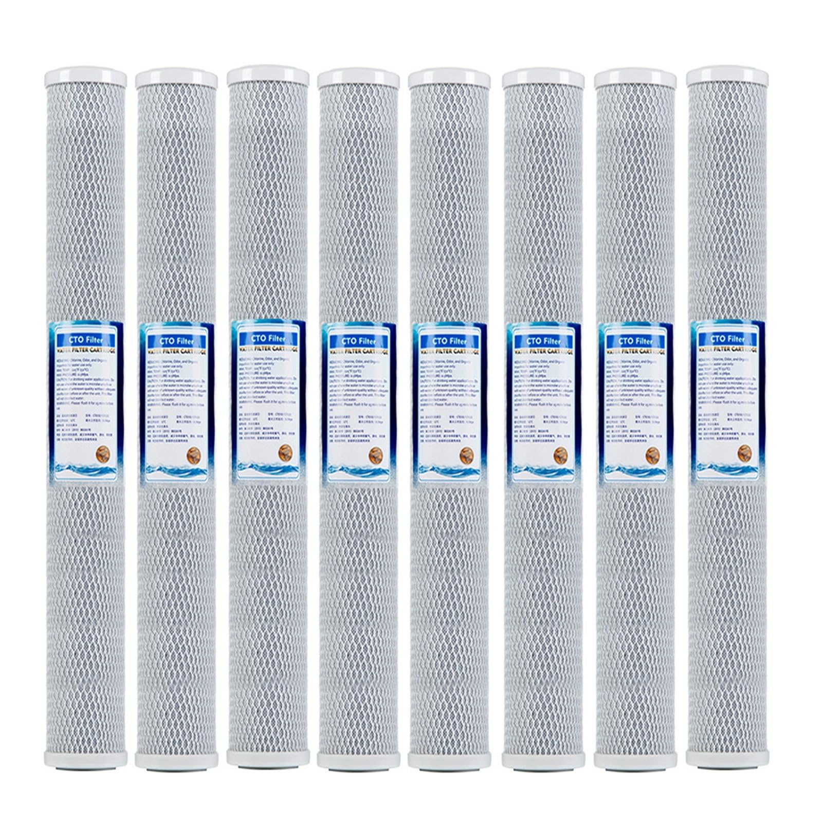CTO - 8 filtri per acqua al carbonio, 50,8 x 6,3 cm, per tutta la casa, cartuccia di ricambio adatta per depuratori d'acqua commerciali da 50,8 x 6,3 cm