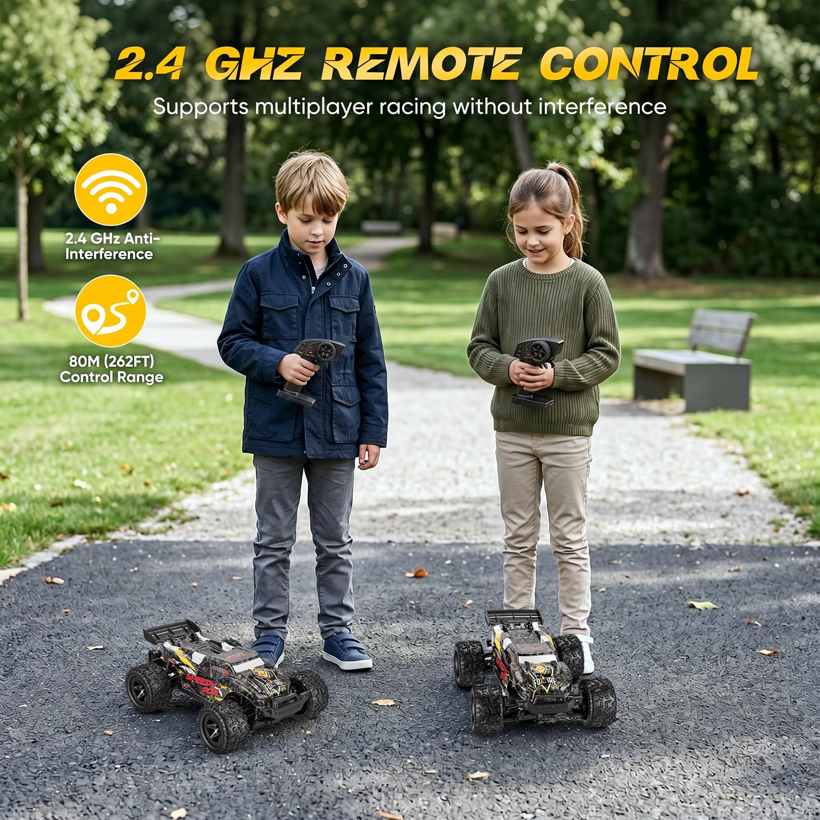 Ferngesteuertes Auto,RC-Auto im Maßstab 1:18, Allrad-Offroad-RC-Truck mit hoher Geschwindigkeit (über 40 km/h), RC-Truck mit Zwei wiederaufladbaren 1500-mAh-Akkus (Modell 9307E)