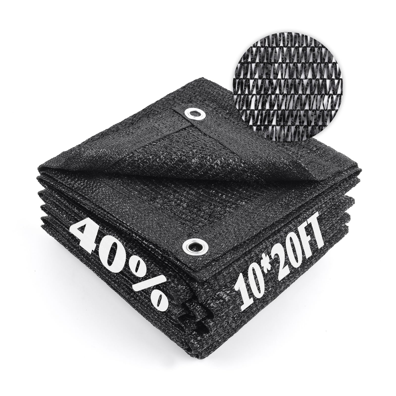 Cool Area 40% Sun Shade Cloth Mesh Tarp with Grommets for Plant Cover 10x20ft Patio Canopy Garden Pergola Greenhouse Car Barn Kennel Black — image 1
