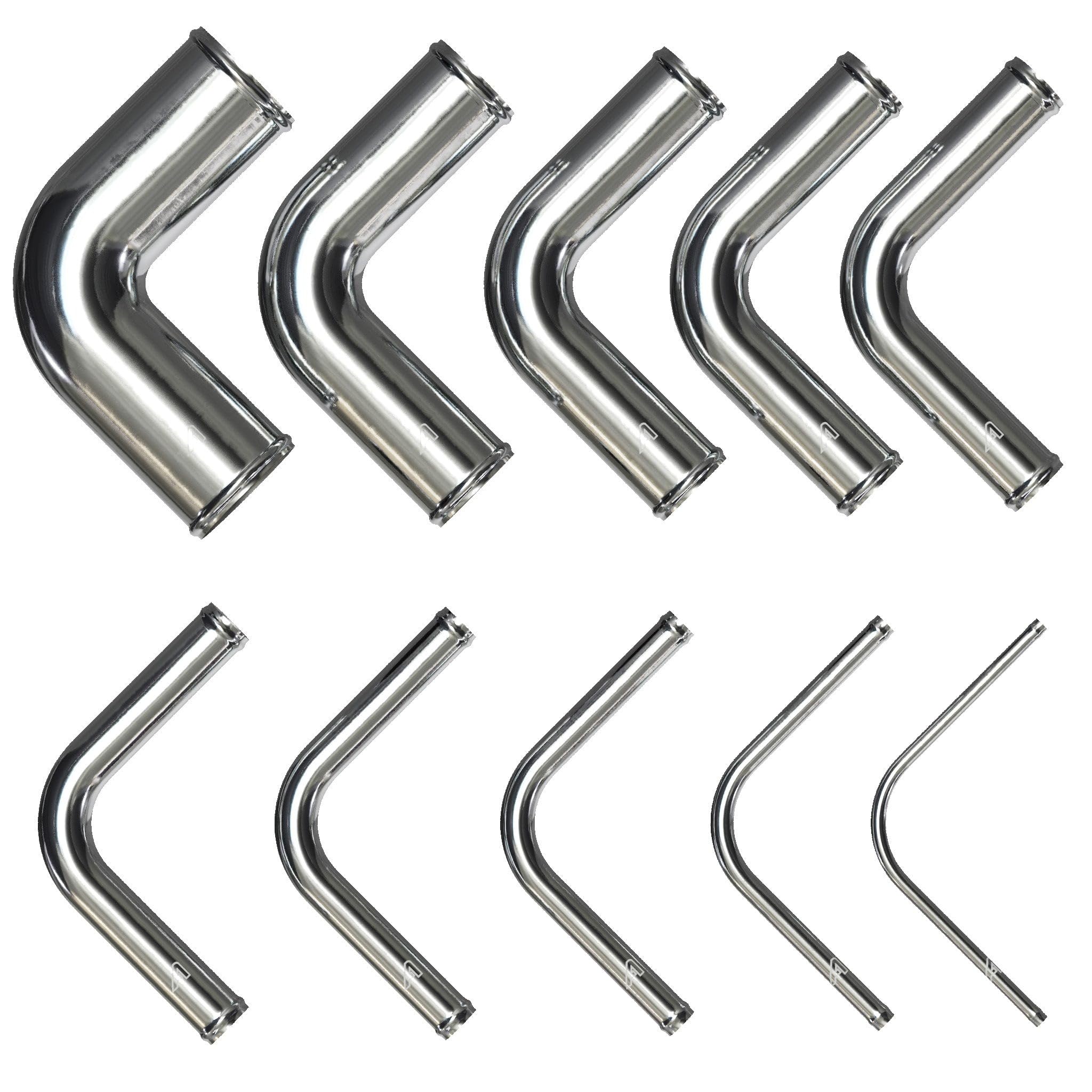 AP Automotive Tubo intercooler in alluminio con diametro esterno di 51 mm (2 pollici) Tubo intercooler universale a gomito da 90 gradi, lunghezze delle gambe di 150 mm (6") x 150 mm (6")