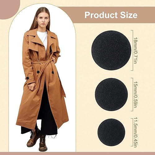 Miniatura 2 de 40 botones de traje de esmoquin, botones negros, incluyen 8 botones frontales de chaqueta de 0.709in, 710 pulgadas, 24 botones de costura vintage de