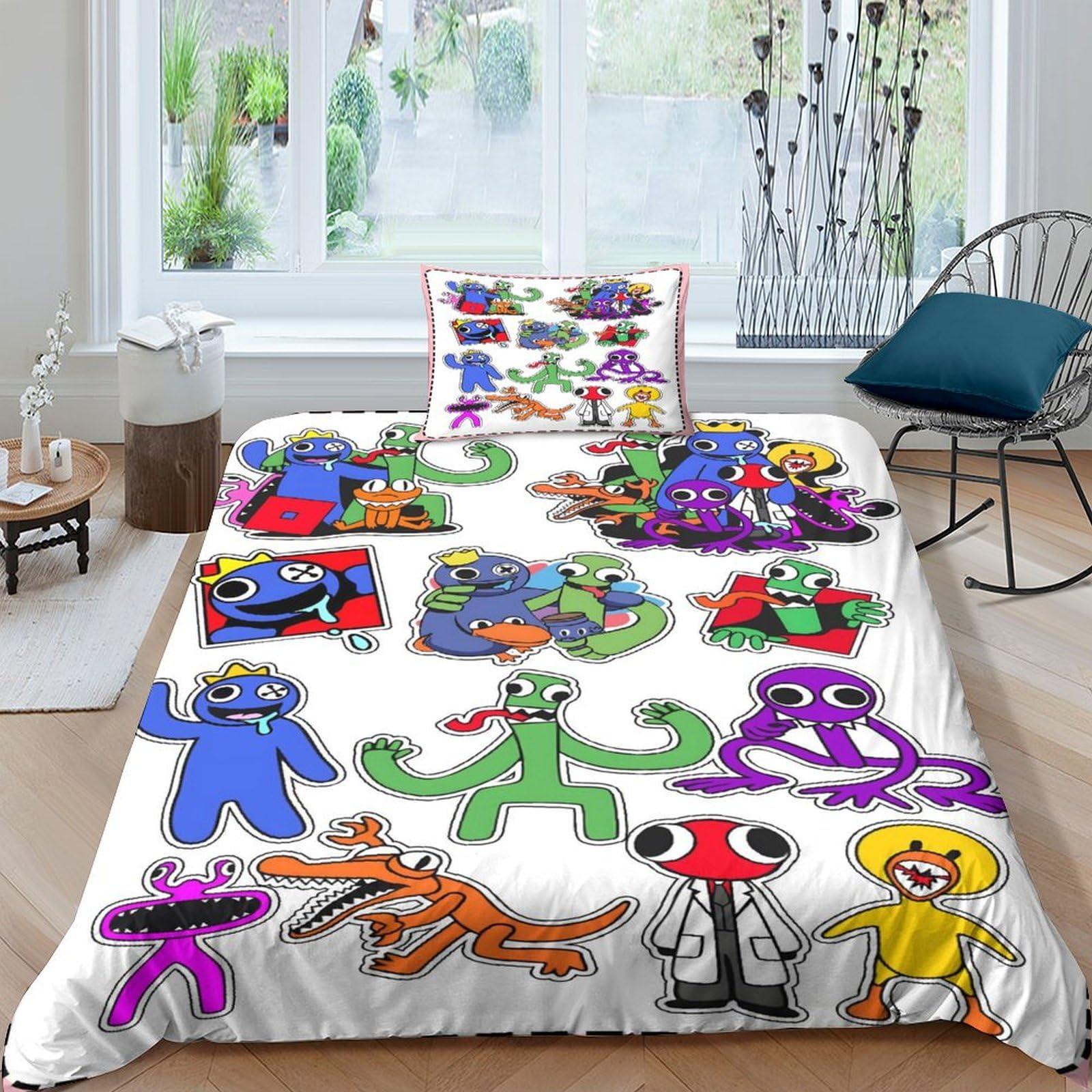 GDEKCIEAS Rainbow Friends Teens Bedding Set,2Pcs Ultra Soft Duvet Cover,Soft Microfiber Quilt Cover for Boys,Girls,Kids,Adults, Home Decor,Breathable,Zipper Home Decor Single（135x200cm）