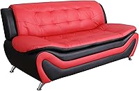 Vista 5 de Beverly Fine Furniture Aldo (3 piezas) Moderno juego de sofás, negro/rojo