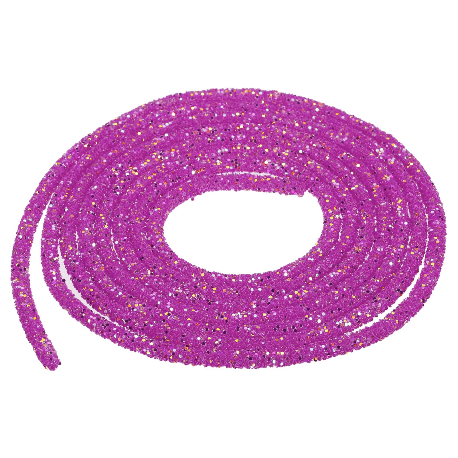 sourcing map 5 Yard 6mm 0.24 inch Glitter Sequins Rope Sequins Rhinestone Tube Cord for DIY Wedding Dresses Costume Clothing Shoes Jewelry Accessory Clear White — view 123