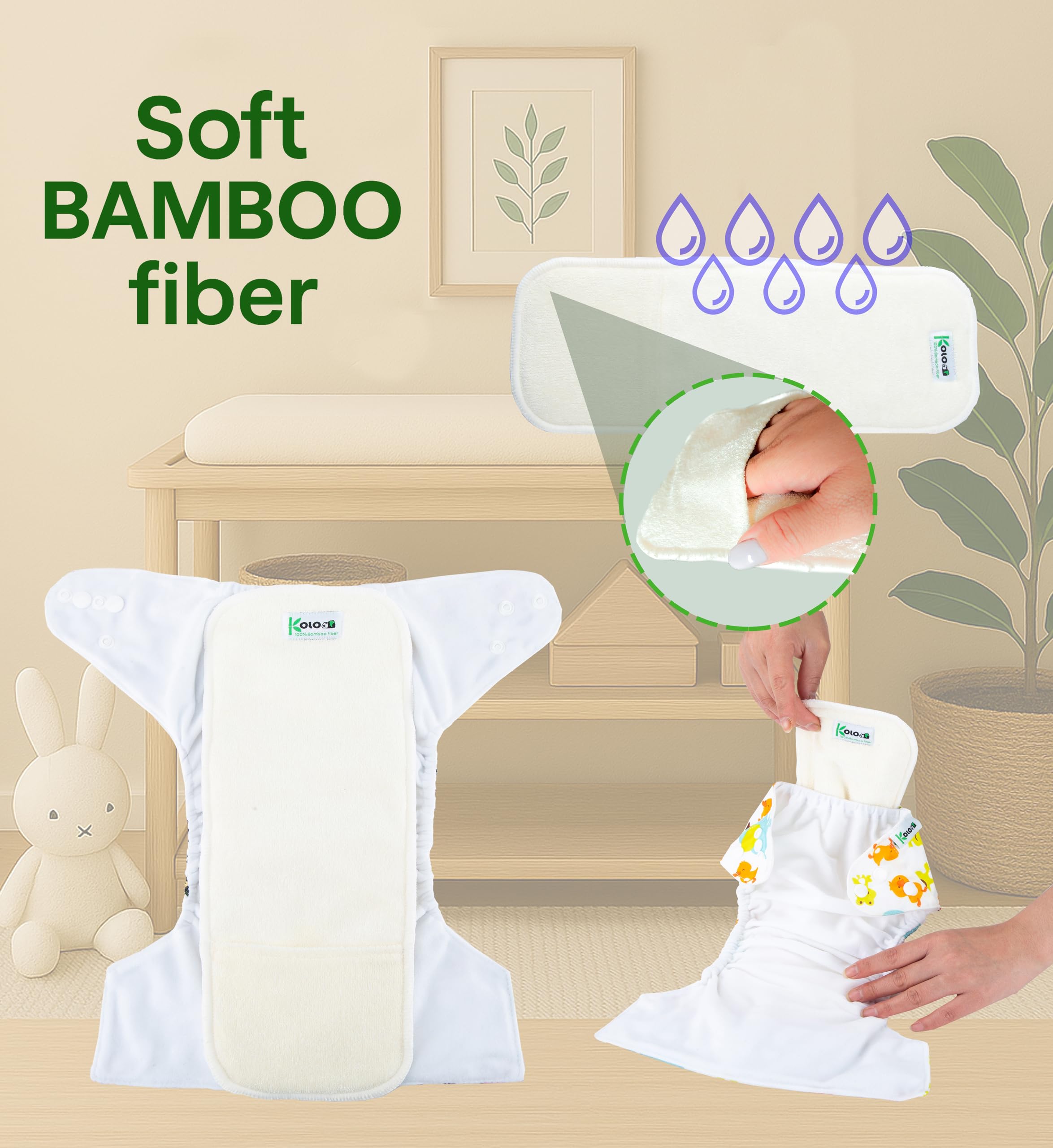 Set di 6 Pannolini Lavabili Riutilizzabili per Bambini e Neonati con Inserti in Bambù e Wetbag Oeko Tex Standard 100