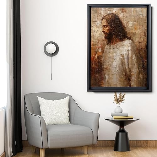 Vista 2 de Abstract Jesus Art, Modern Christian Portrait, Dreaming of the Face of Christ, Jesus Painting on Canvas