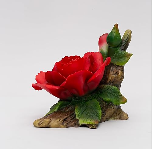 Miniatura 7 de Cosmos Gifts Figura de flor de rosa roja de porcelana fina, 5-3/4 pulgadas de largo