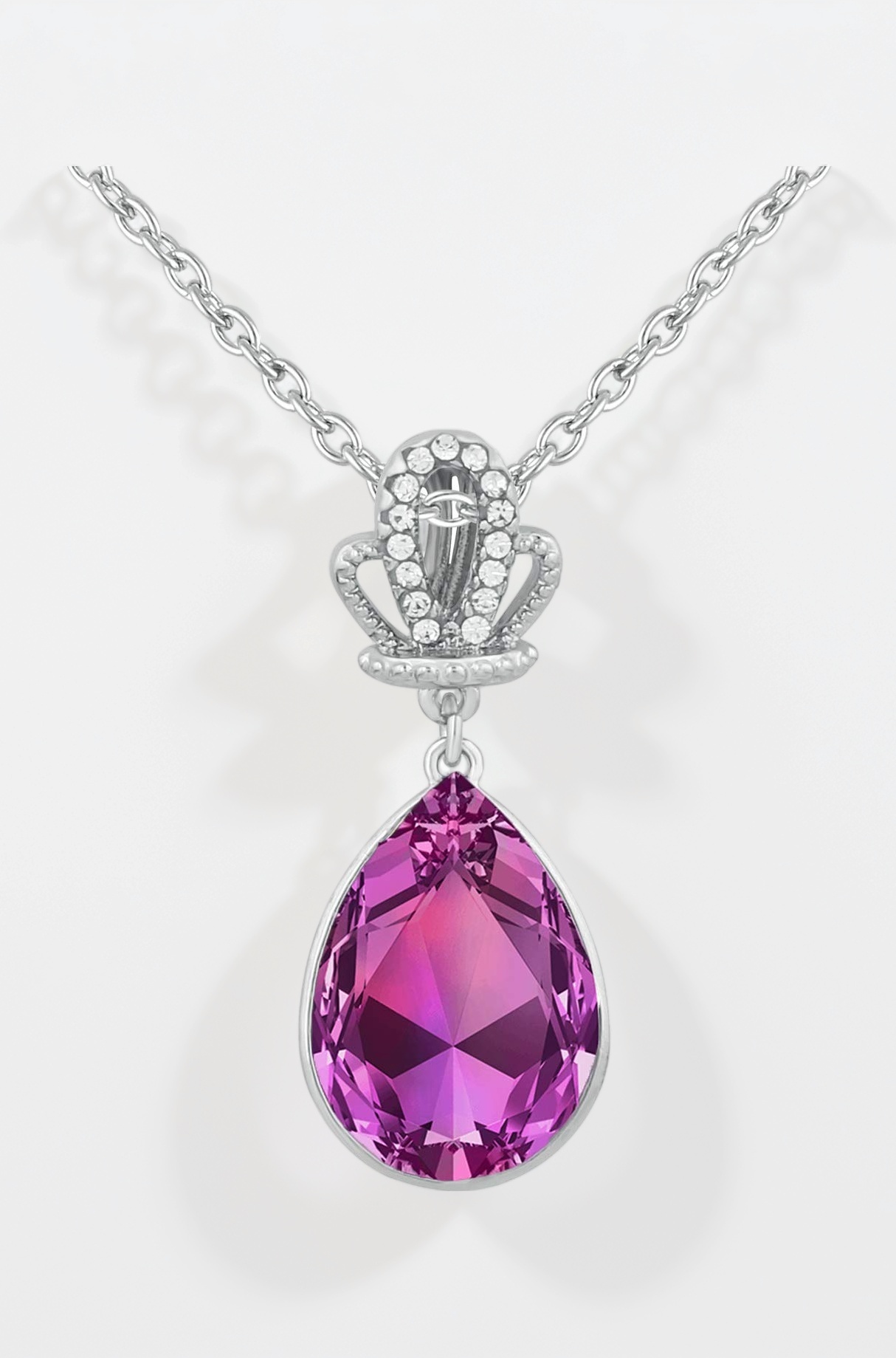 Rhodium Plated Designer Solitaire Crystal Pendant for Women (PAPS2101681PR)