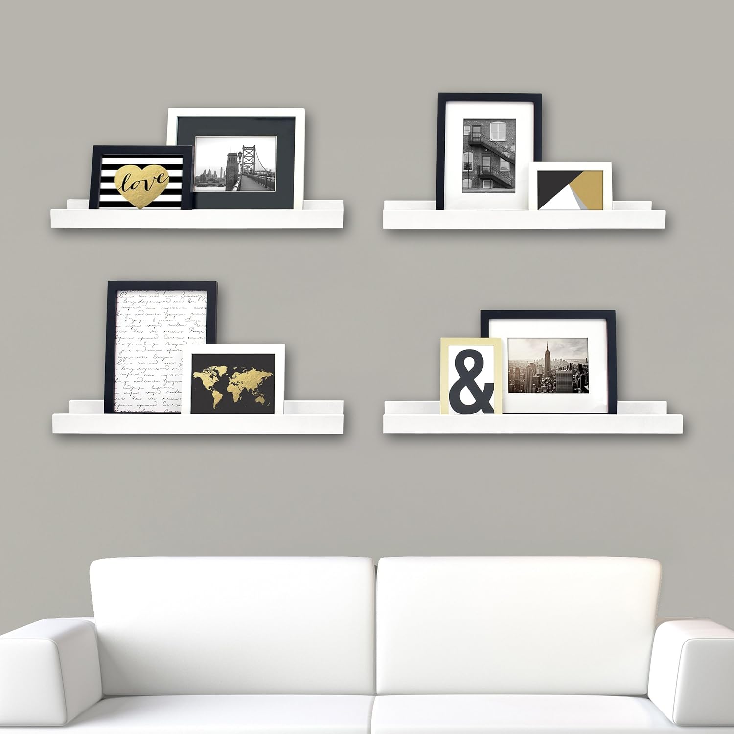 Sleek White Engineered Wood 23" Floating Wall Ledge