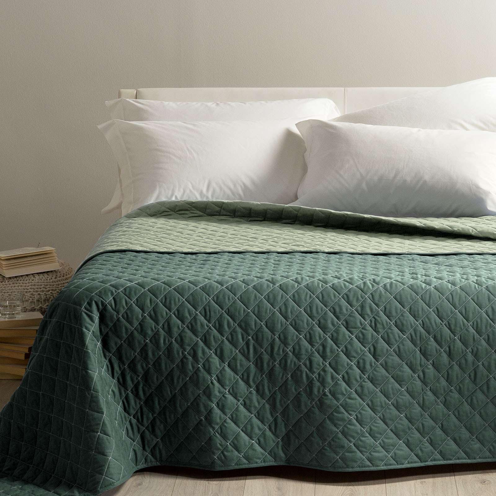 Copriletto Primaverile Trapuntato - In Cotone Grigio Per Letto Piazza E Mezzo - Foto 7