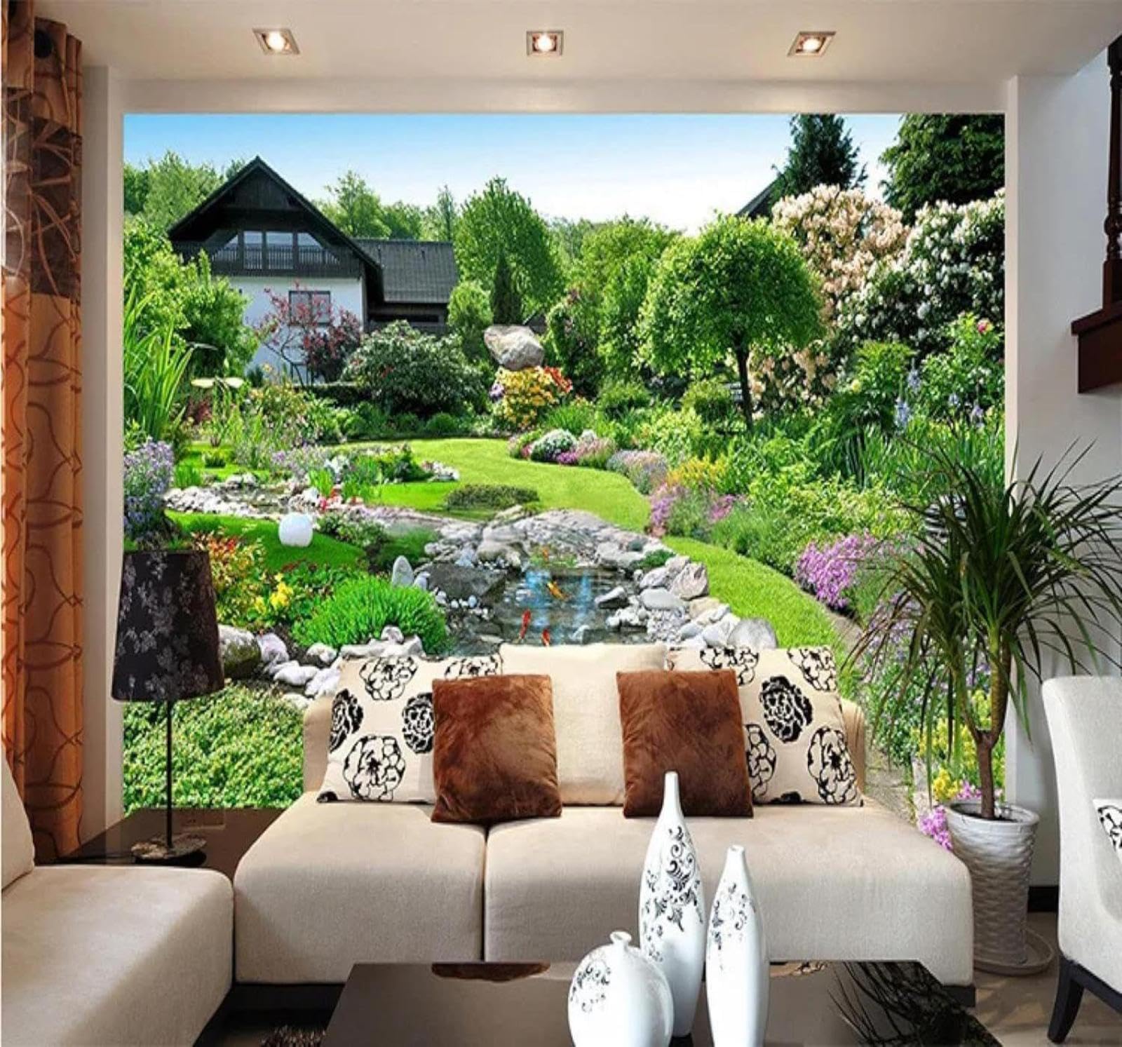 XLMING Fresh Beautiful Countryside Garden Scenery 3D Wallpaper Luxury Silk Study Dining Feature Sofa Grey Bedroom Living Room Tv Decorative Wall-430cm×300cm