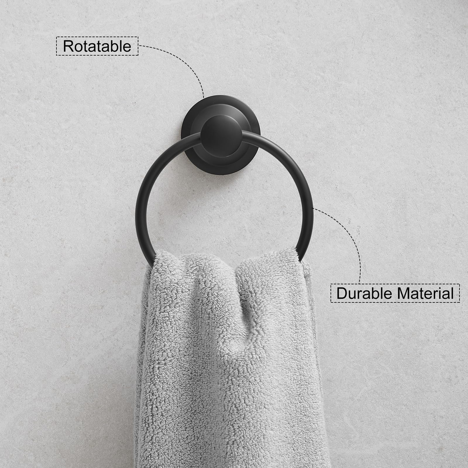 Hoimpro Toilet Paper Holder Towel Ring Set, Wall Mount Matte Black — Amazon image 4