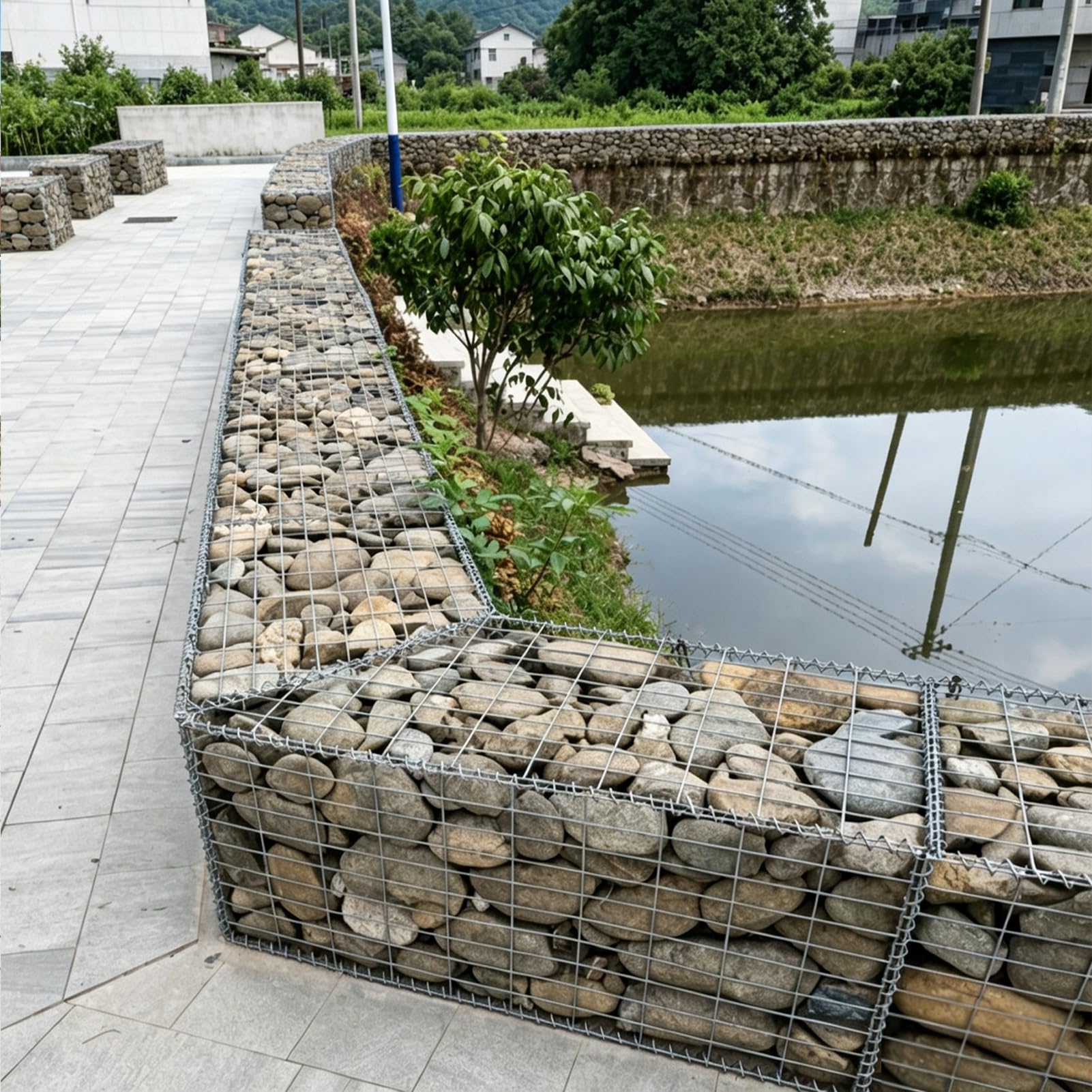Muro Gavión Jaula Gavión Cesta Piedra Malla Acero Galvanizado Divisor
