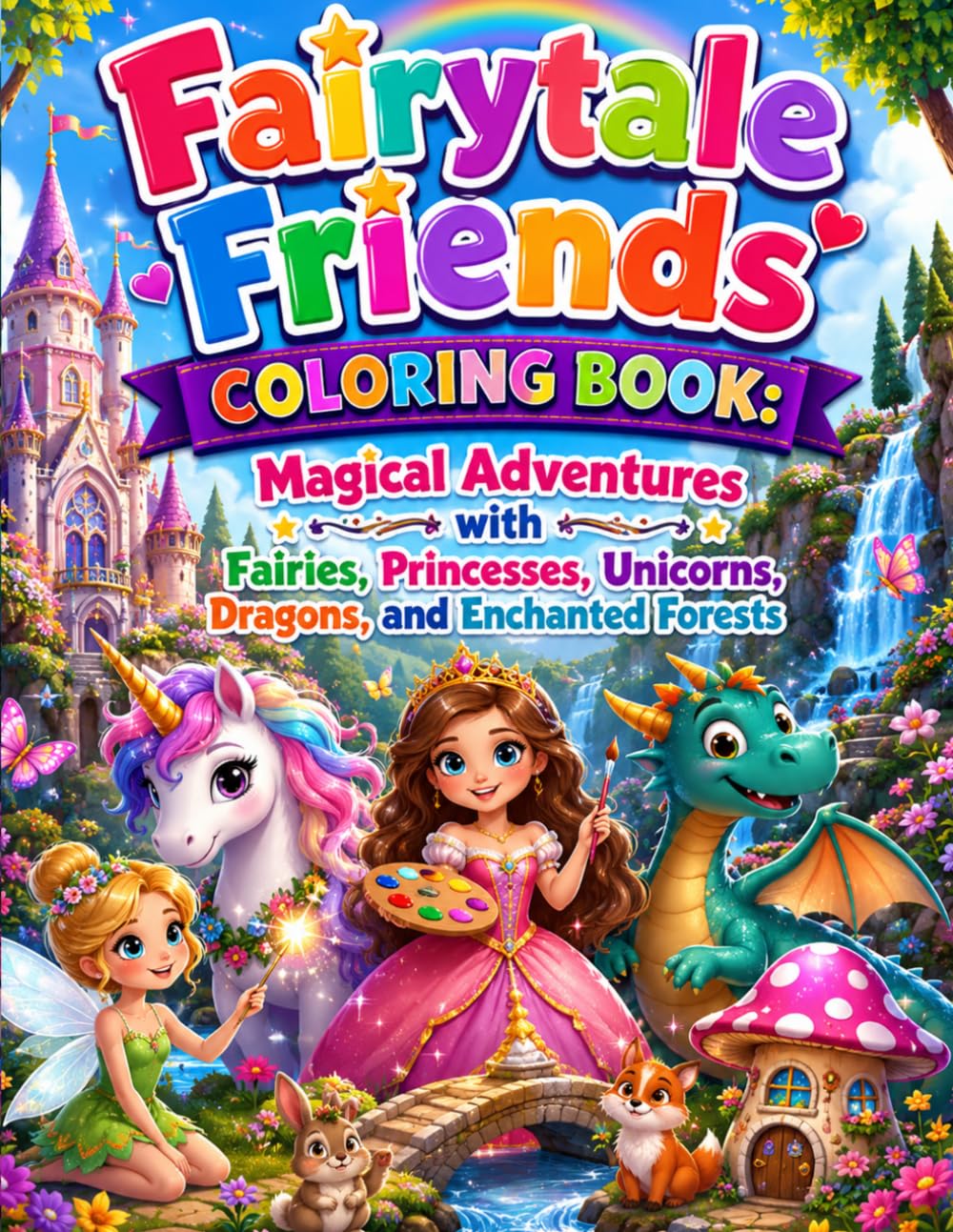 Fairytale Friends Coloring Book: Magical Adventures with Fairies, Princesses, Unicorns, Dragons, and Enchanted Forests