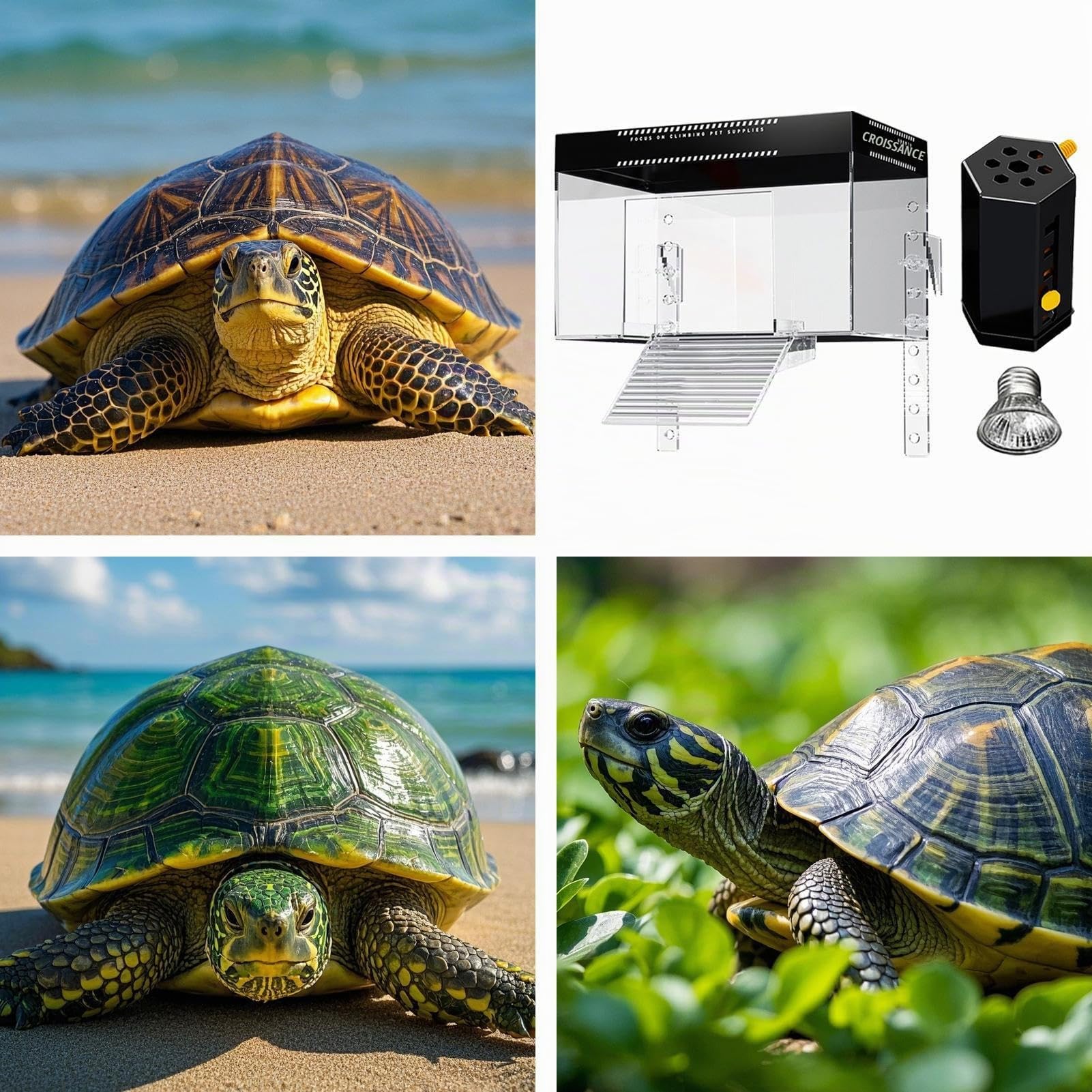 Plateforme de Baignade pour Tortues | Zone de Baignade Couverte pour Tortues Domestiques Suspendue sur Aquarium | Habitat Terrestre Reptile avec Toit d'Observation pour Repos et Animale