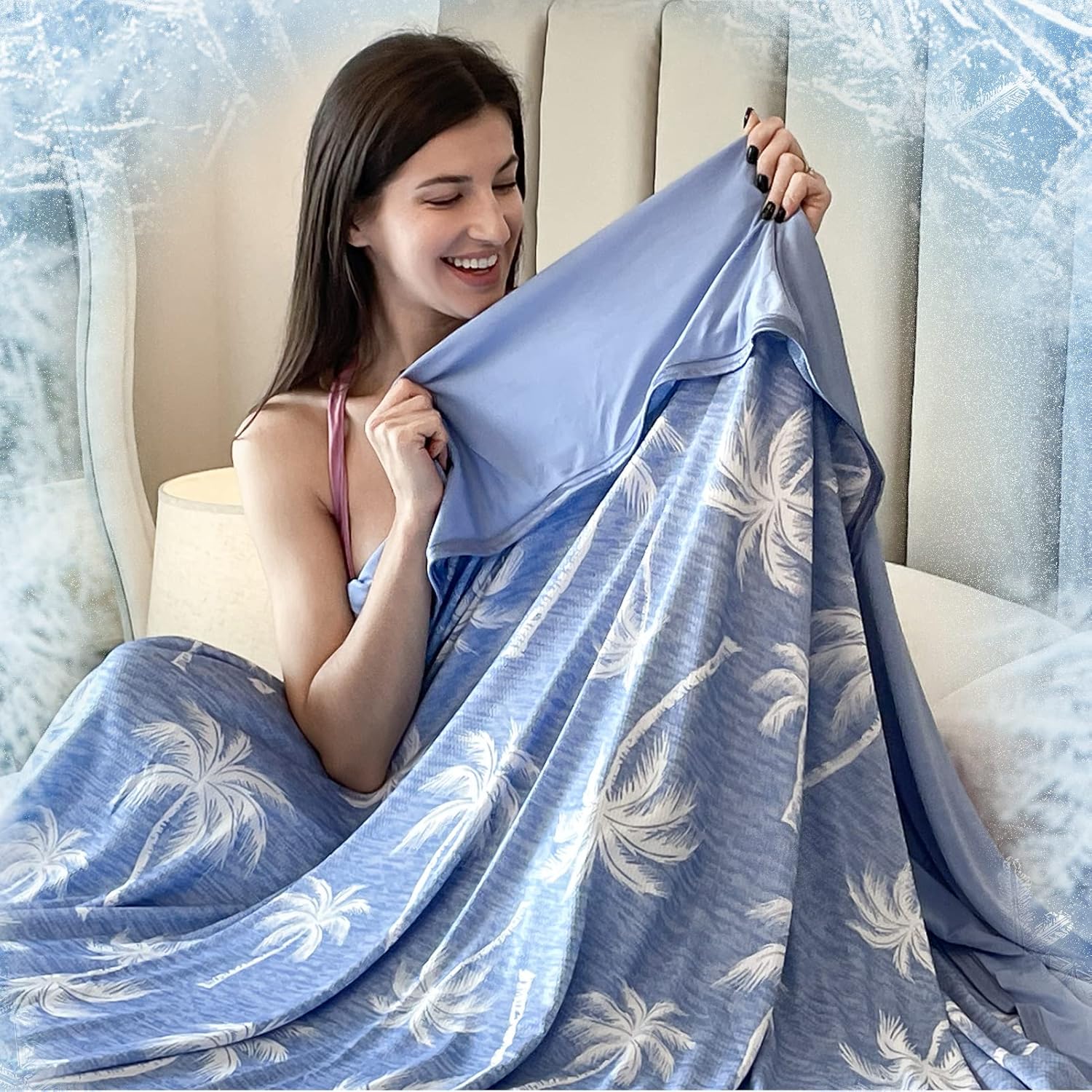 OMERAI Cooling Blanket King, Coconut Trees Cooling Blankets