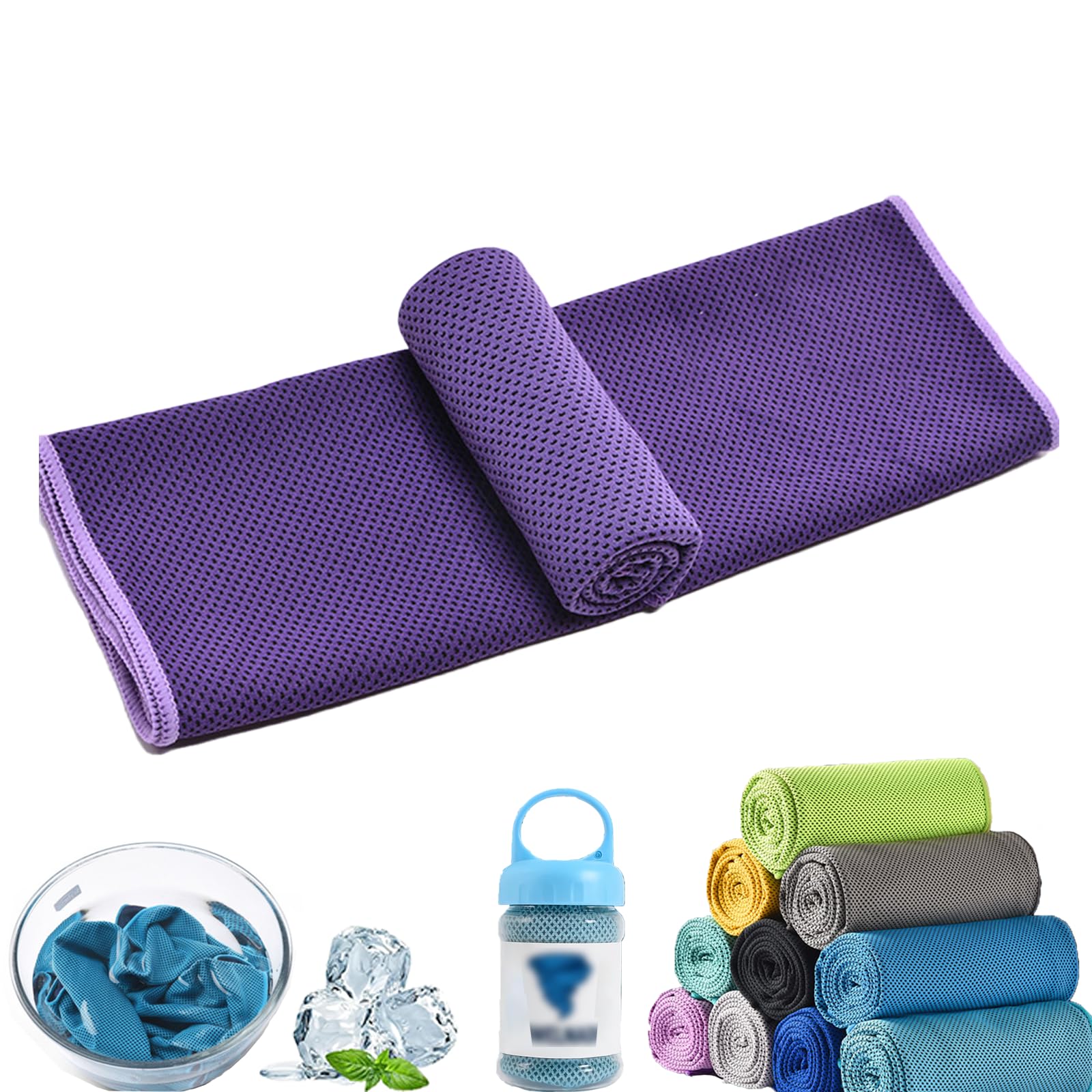 Towelnado Ice Towel, Towel, Microfibre Ice Towels for Neck, Hot Weather, Yoga, Golf, Gym & More Activities, Stay Cool Towels for Hot Weather, Soft Breathable, Fast Drying (Purple)