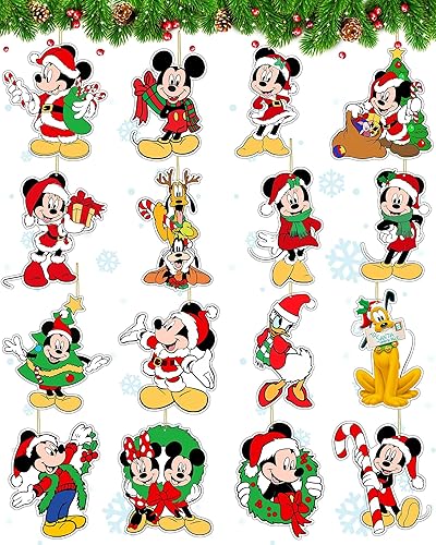 16 adornos decorativos para árbol de Navidad, adornos de Navidad colgantes de Navidad decorativos con cuerdas, ideas de regalo de mercancía,