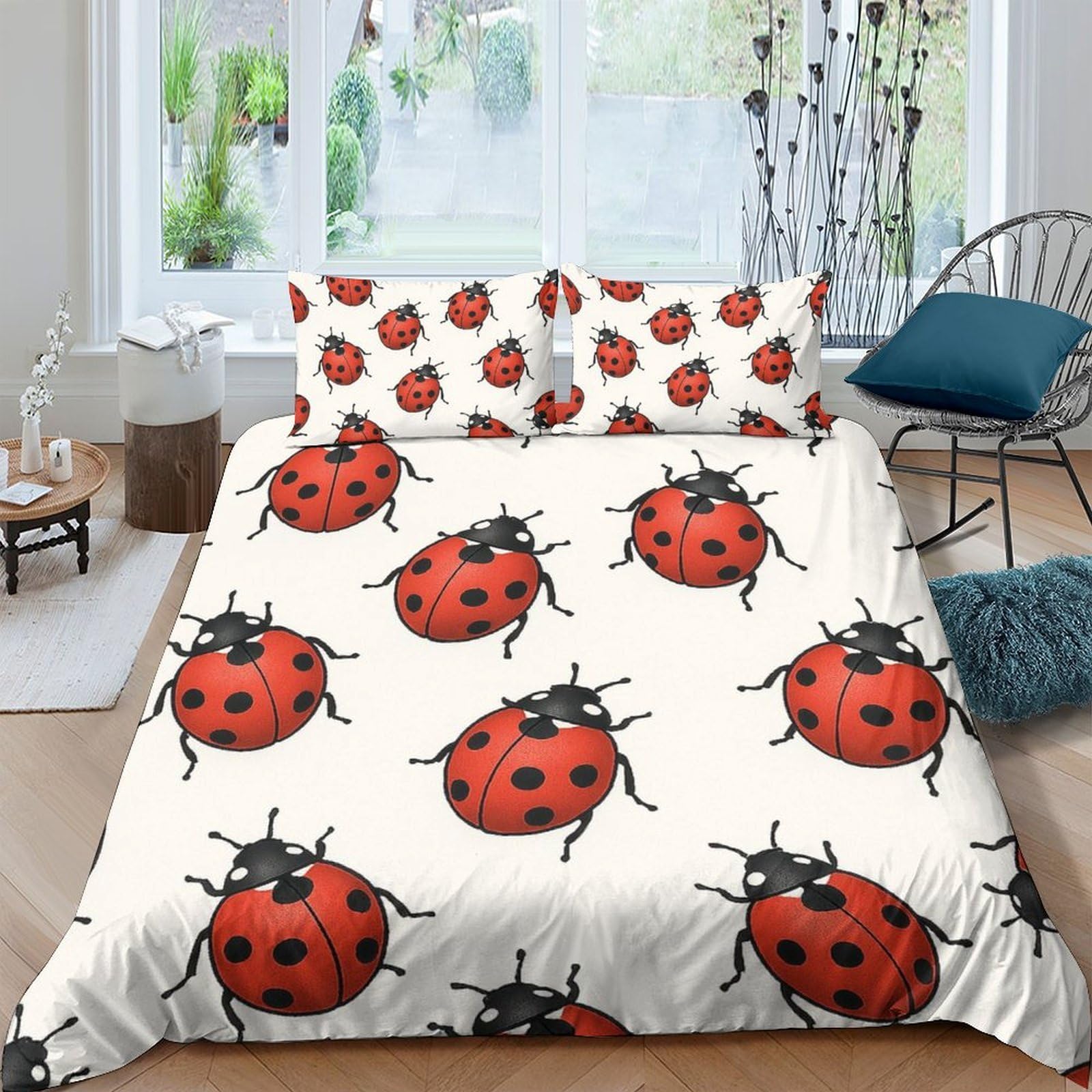 Ctjqhvkz Style-8 3D Printed Ladybug Pattern Fitted Sheet Microfiber Anti-Slip Bed Cover For Bedroom Dorm Decor Machine Washable Single（135X200cm）