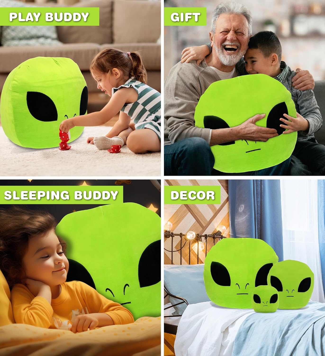 DolliBu Snug Mooshies Alien Stuffed Animal Plush Toy - Large Cuddly Space Super Squishy Soft Toys, Huggable Big Plush Animals for Girls and Boys, Cute Toy Animal Pillow for Kids - 17 inches