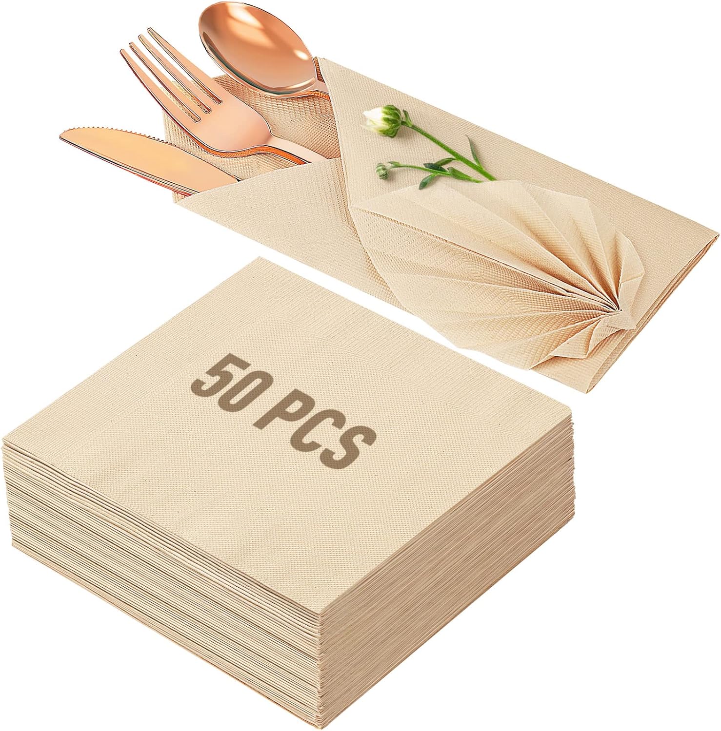 Gezond 50pcs Compostable Paper Napkins, Disposable Dinner Napkins 13 x