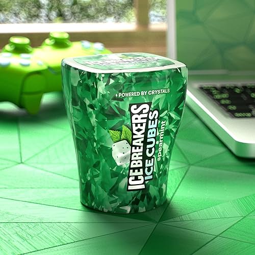Miniatura 6 de ICE BREAKERS ICE CUBES - Goma de mascar sin azúcar con sabor a menta verde hecha con xilitol recipiente de 40 piezas 6 unidades