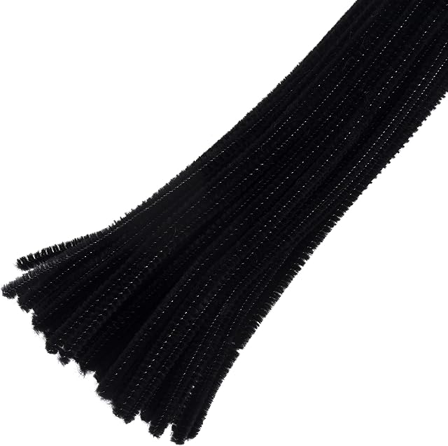 Trimits Chenille Pipe Cleaners, Black, 30cm x 6mm