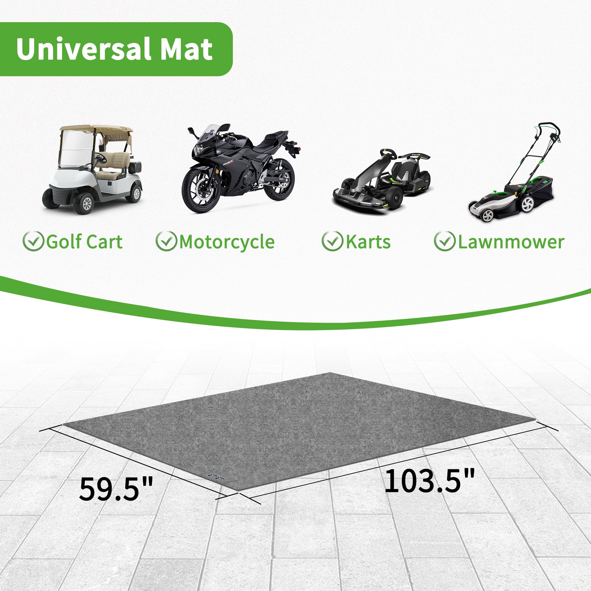 10L0L Tapis de sol de garage de qualité supérieure pour voiturette de golf, imperméable, antidérapant, absorbant l'huile et tapis de mécanicien avec envers en caoutchouc imperméable pour Yamaha, club,
