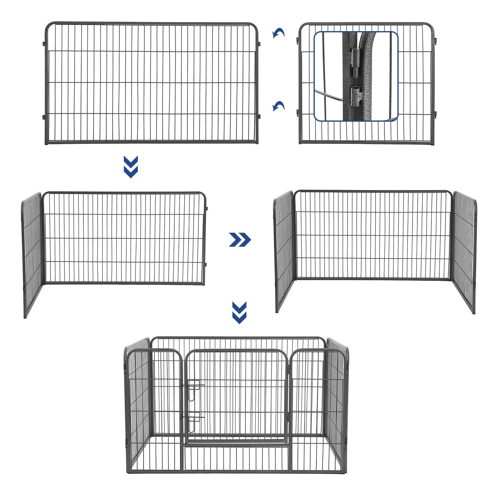 FEANDREA Recinto Recinzione per Cani Cuccioli roditori Animali Rete Gabbia di Ferro Grigio 119 x 77 x 70 cm PPK74G