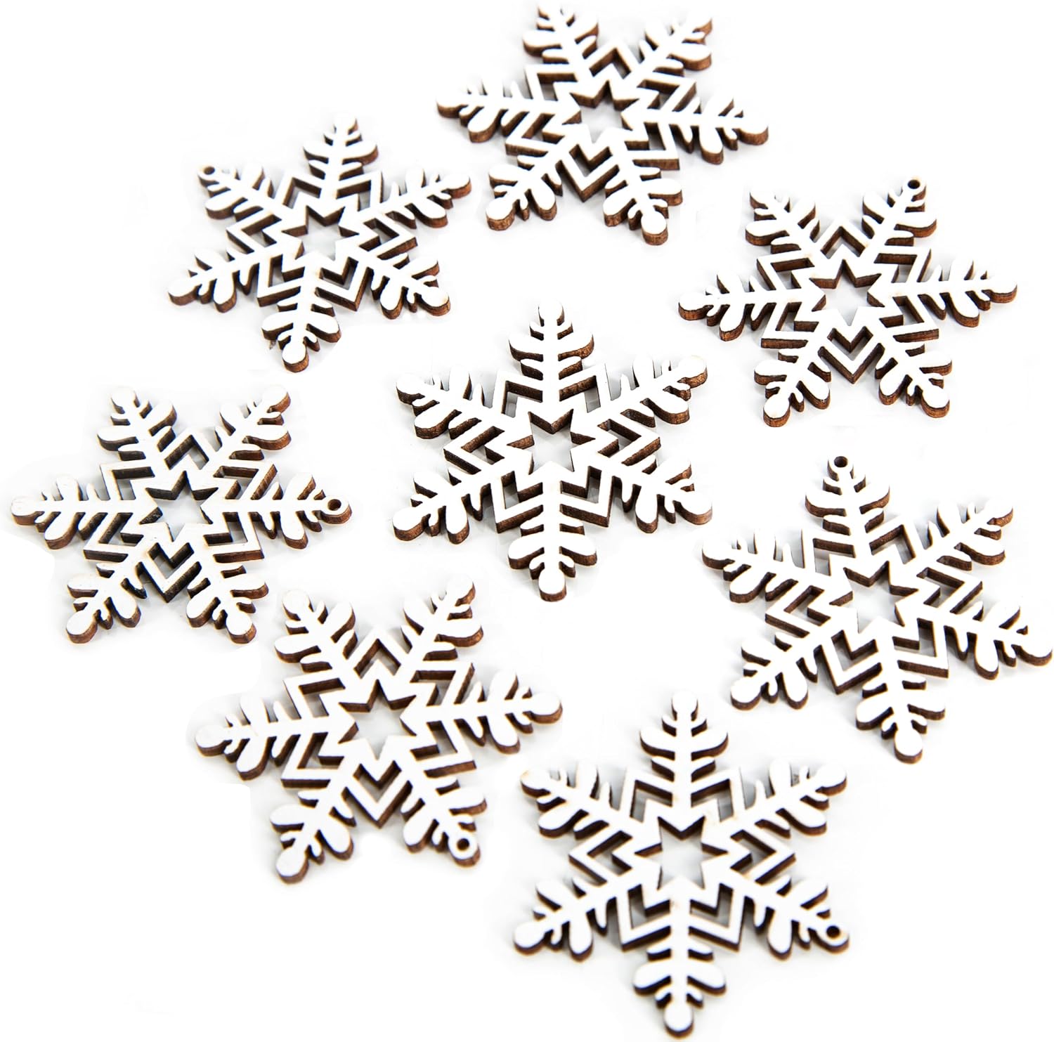 Logbuch-Verlag Wooden Snowflakes 4 cm White - Pack of 8 Confetti Christmas Winter Table Decoration Craft Decoration