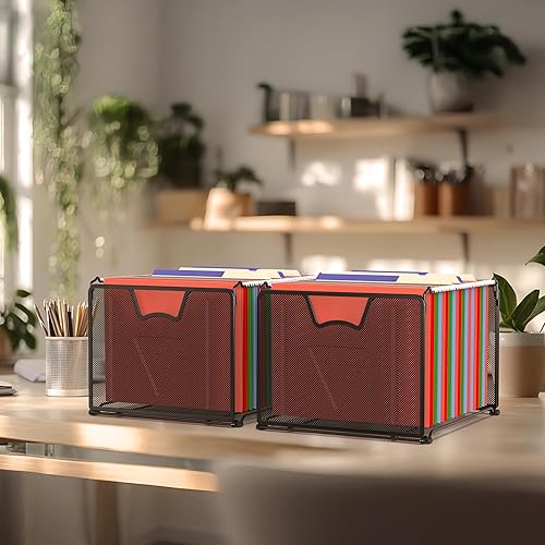 Miniatura 2 de Simple Houseware Organizador de carpetas de archivos colgantes de malla, 15.25 pulgadas de profundidad x 12.75 pulgadas de ancho, 2 paquetes, color