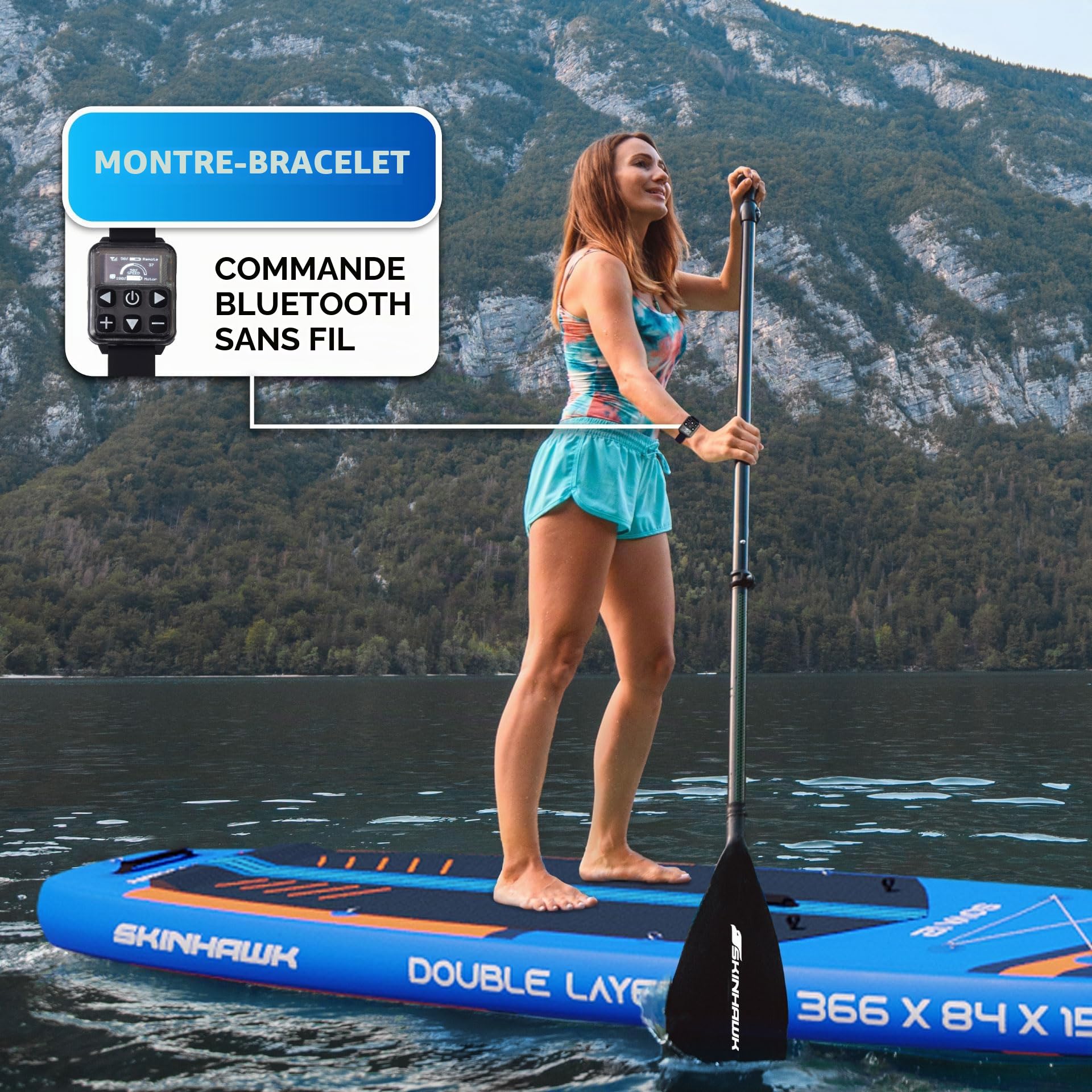 Skinhawk | Moteur électrique pour SUP et Kayak | aileron E | Puissance d'entraînement de 700 W | Haute vitesse jusqu'à 11 km/h