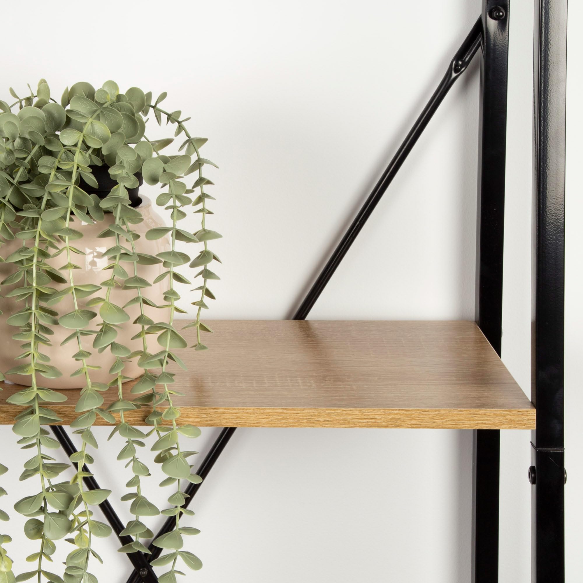 AKTIVE 18418 MAX Home Estantería almacenaje, 4 estantes, 34 x 32 x 148 cm, De Acero y Madera, Fácil Montaje, Resistente y Duradera, Diseño en Escalera, Muebles de salón, Librería