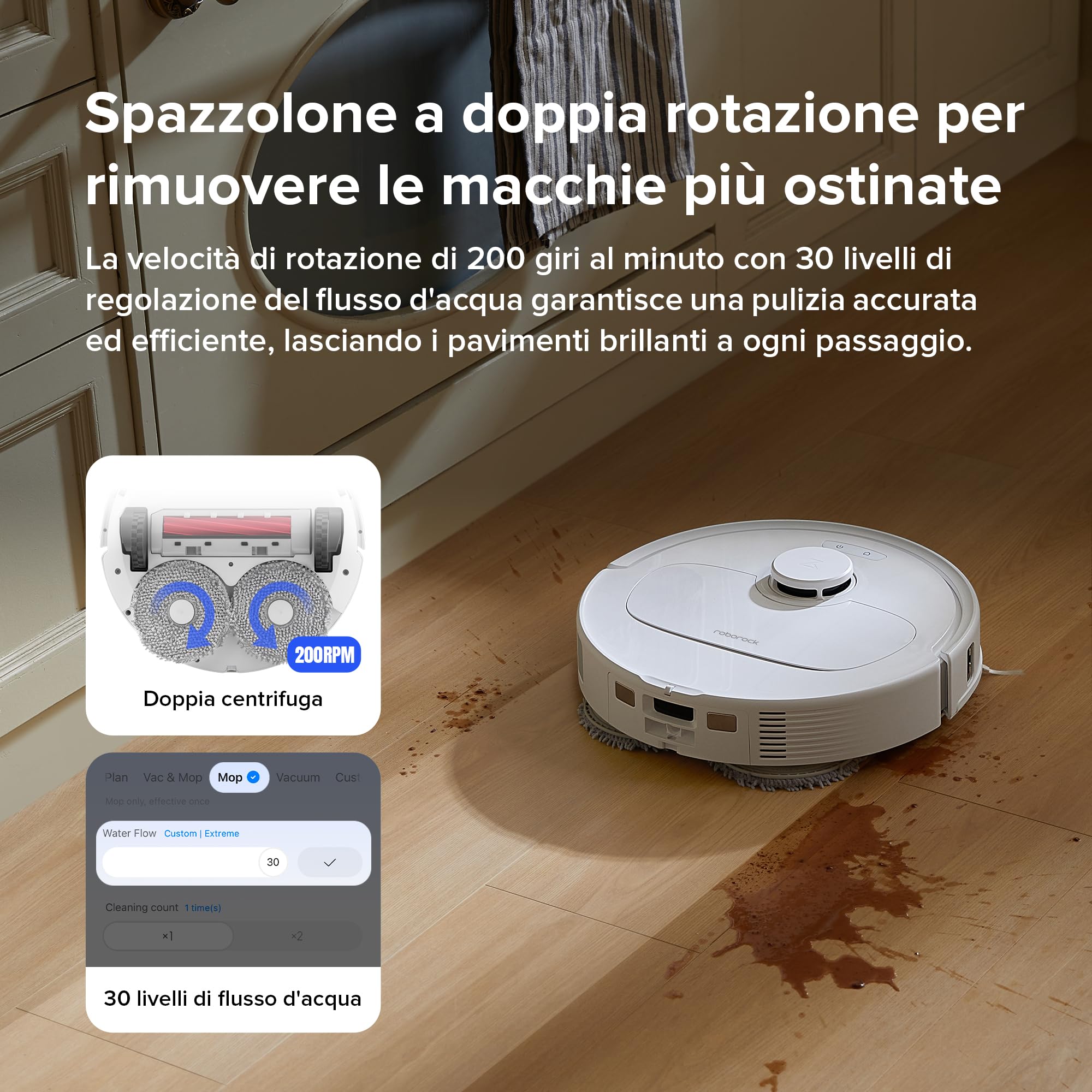 roborock Qrevo S Set Robot Aspirapolvere 7000Pa con Stazione Autopulente, Svuota Automaticamente la Polvere/Pulisce il Mop/Ricarica l'acqua, Mop Doppio Rotante Sollevabile, Controllo APP, Bianco