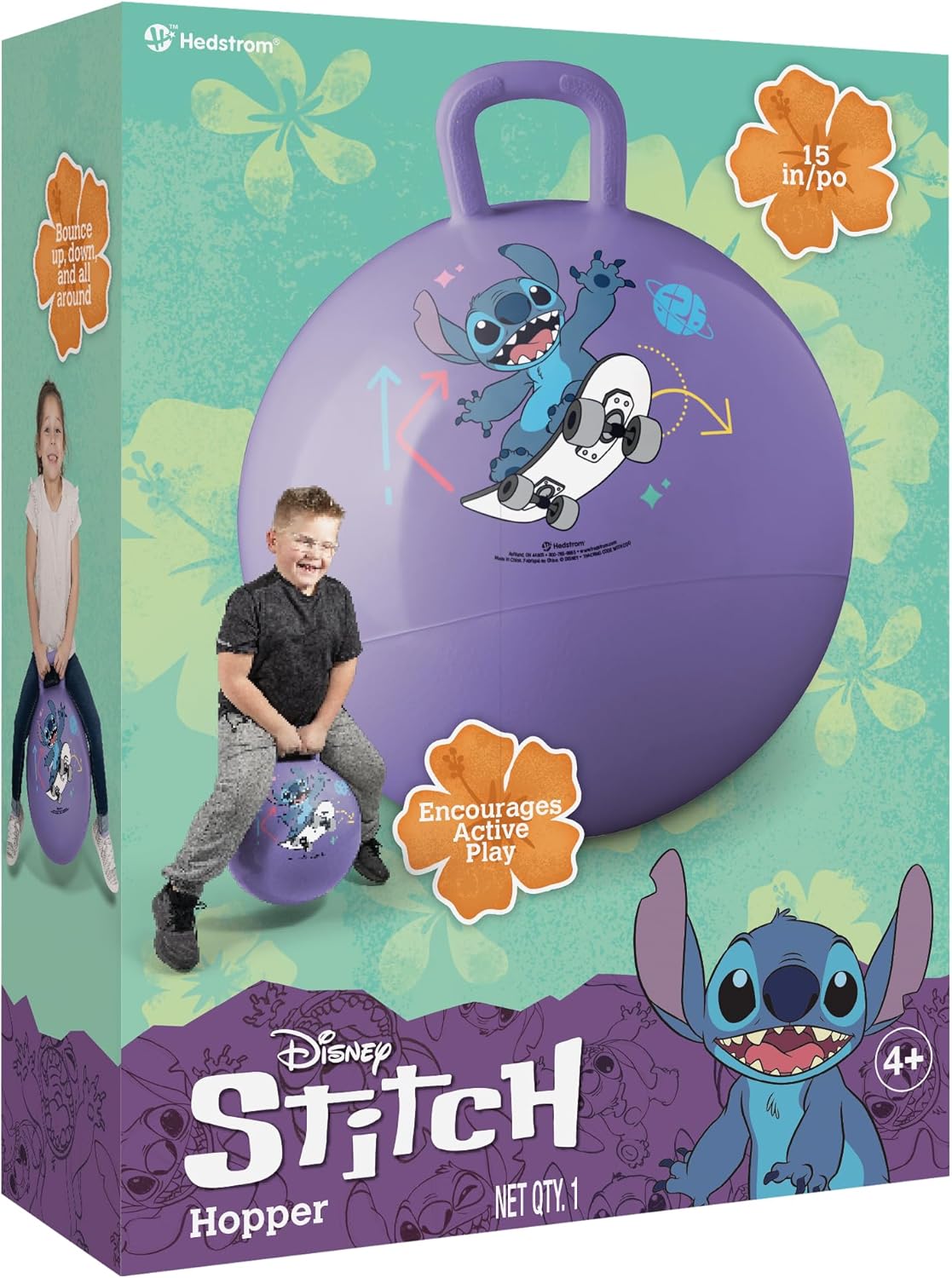 Hedstrom Disney Stitch Hopper Ball, Jumping Ball for Kids, 15 Inch (55-9733)