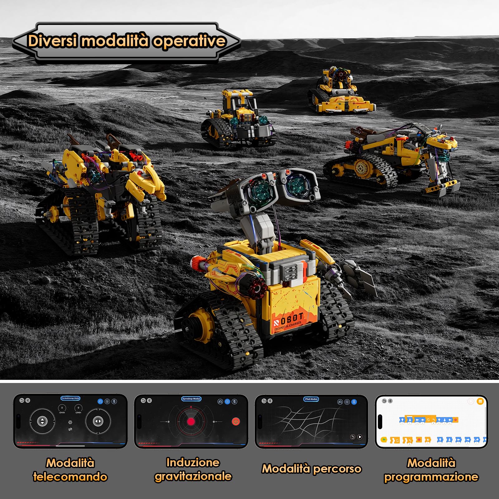 ZWOOS Technic Robot per Bambini, 5 in 1 Set Robotico Programmabile con App e Telecomando, Rotazione a 360° & Luci Incantevoli, Robot Telecomandato pour Garçons et Filles âgés de 6 à 12 Ans et Plus