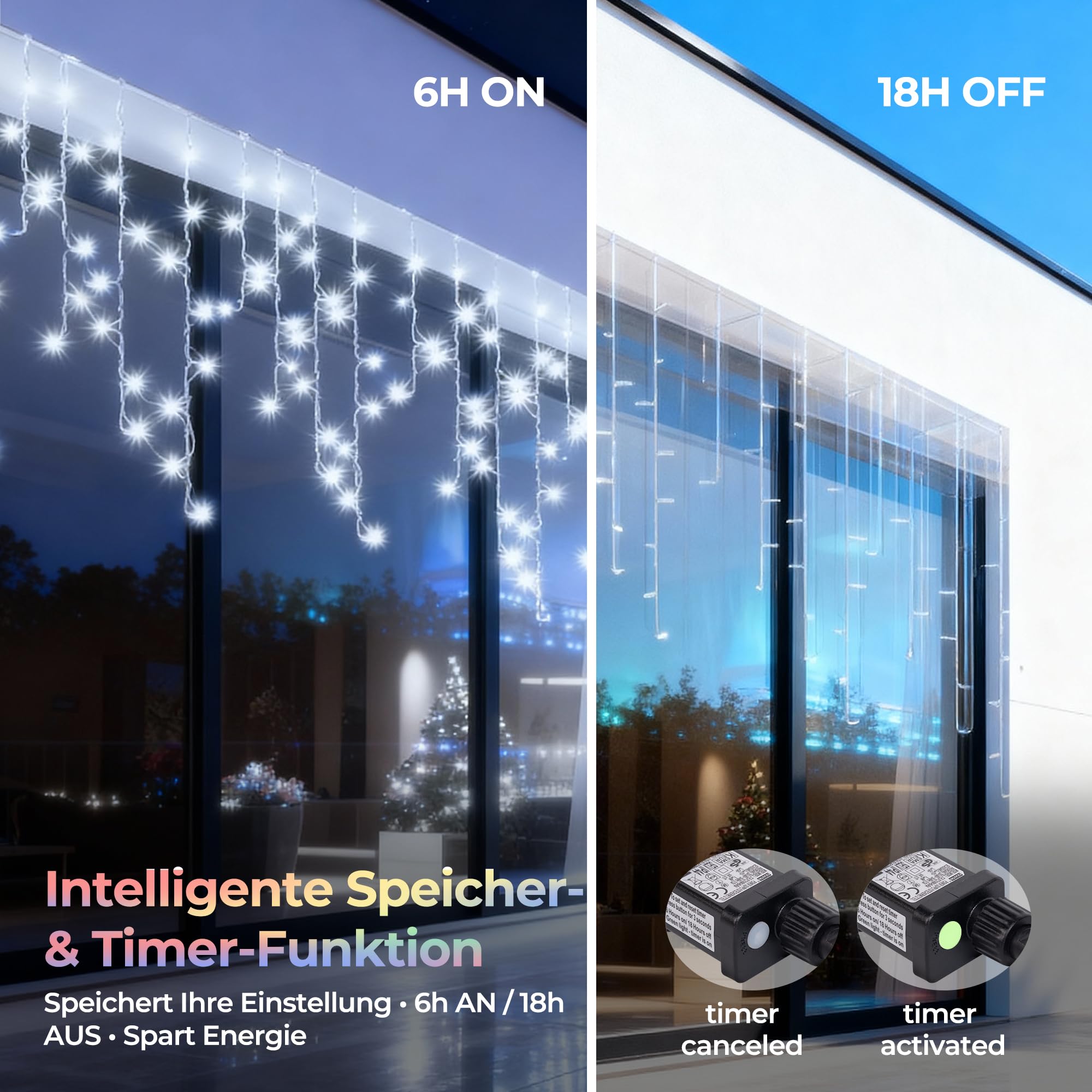 Eisregen Lichterkette Außen, LED Lichtervorhang mit Timer, IP44 Wasserdicht 8 Modi für Innenausstattung Außenbereich Schlafzimmer Hochzeit Weihnachten Party(Kaltweiß, 15m, 600 LED)