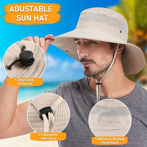 Miniatura 2 de Plarmod Sun Fashing Hat for Men, 3.5 Wide Brim Cools Super Wide Brim Sun Hat for Fishing, Hiking