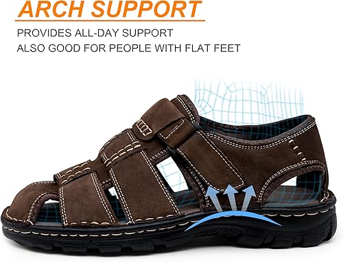 Miniatura 3 de Jousen Men's Sandals Leather Open Toe Beach Sandal Outdoor Summer Sport Hiking Sandals