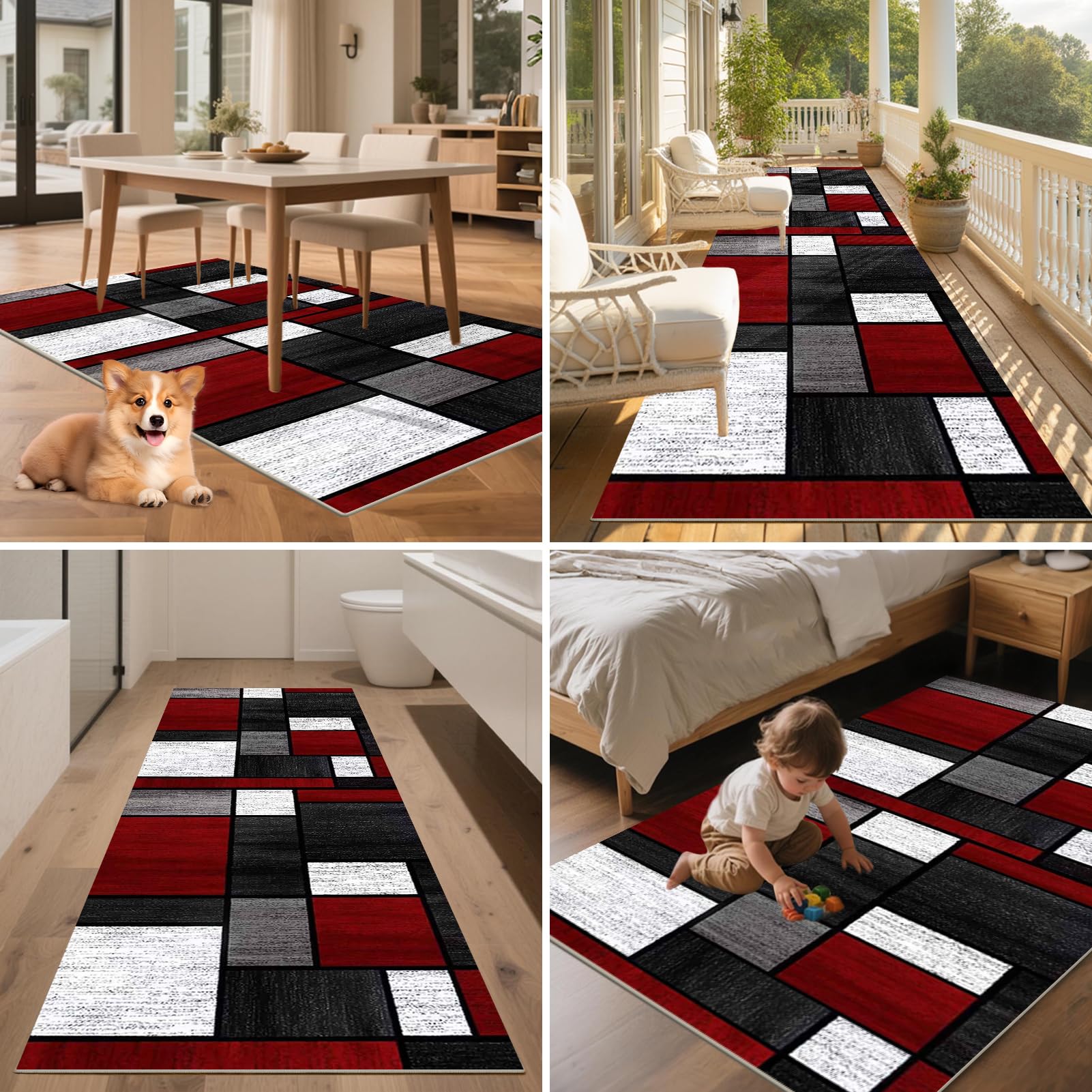 Läufer Teppich für Flur Lang Rutschfest Küchenläufer Teppich Läufer für Küche Waschbar Teppichläufer Flur Teppich Küchenteppich Schmutzfangmatte für Eingang Schlafzimmer Wohnzimmer 80 x 120 cm