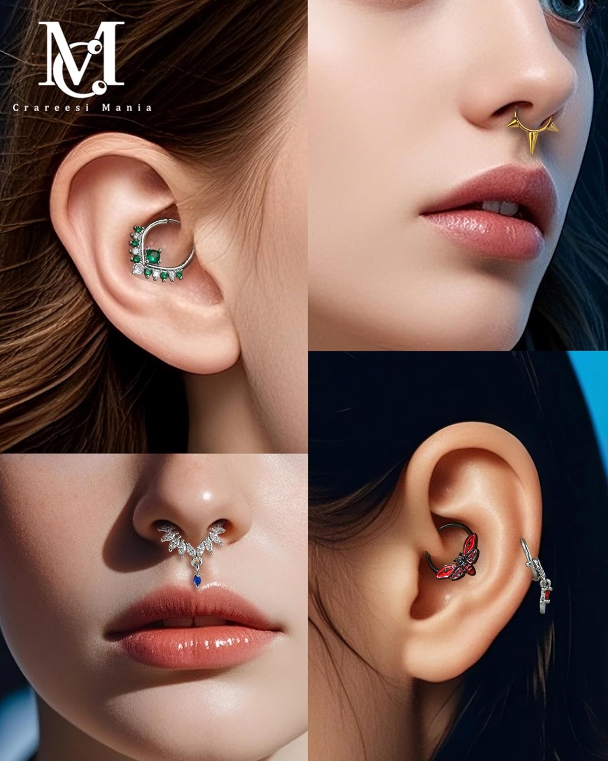 CM Crareesi Mania Septum Rings Mystery Boxes 6Pcs Spetum Clicker 16G Septum Piercing Jewelry 316l Stainless Steel Silver Gold Black Cartilage Earrings for Women Men - Image 3