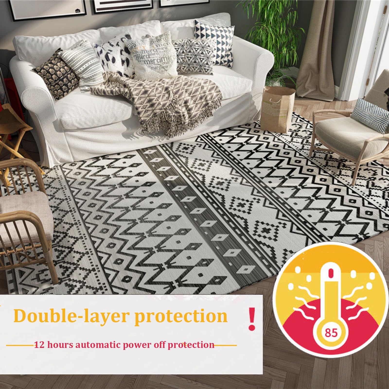 Manta eléctrica calefactora de grafeno, temperatura ajustable, suave y afelpada, calentador de pies con temporizador, calentamiento rápido para sala de estar(B,80CM*120CM/31.4 * 47.2in)