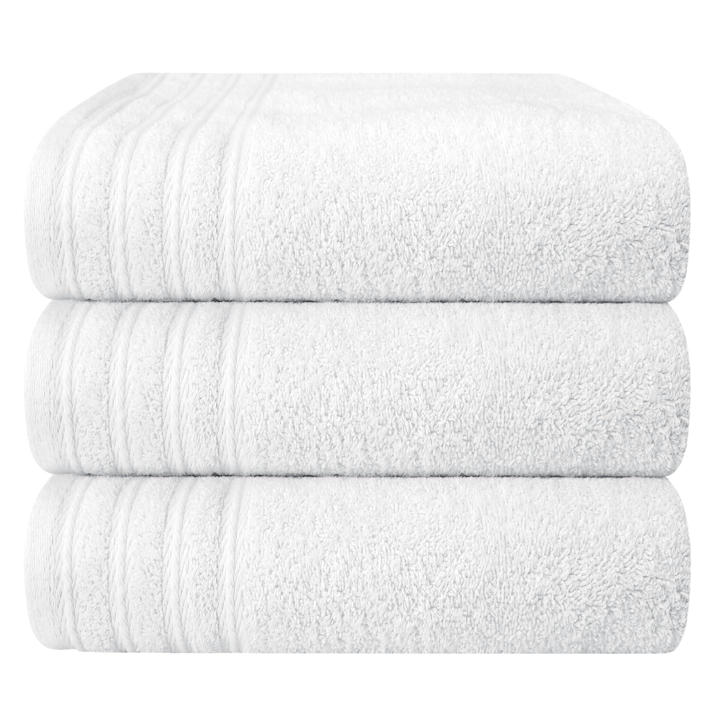 Weave Essentials 3 Pc Windsor Bath Towel - 100% Cotton Bath Towel Set, Ultimate Comfort & Eco-Friendly, Machine Washable, Premium Highly Absorbent Quick Dry Bath Towel | White