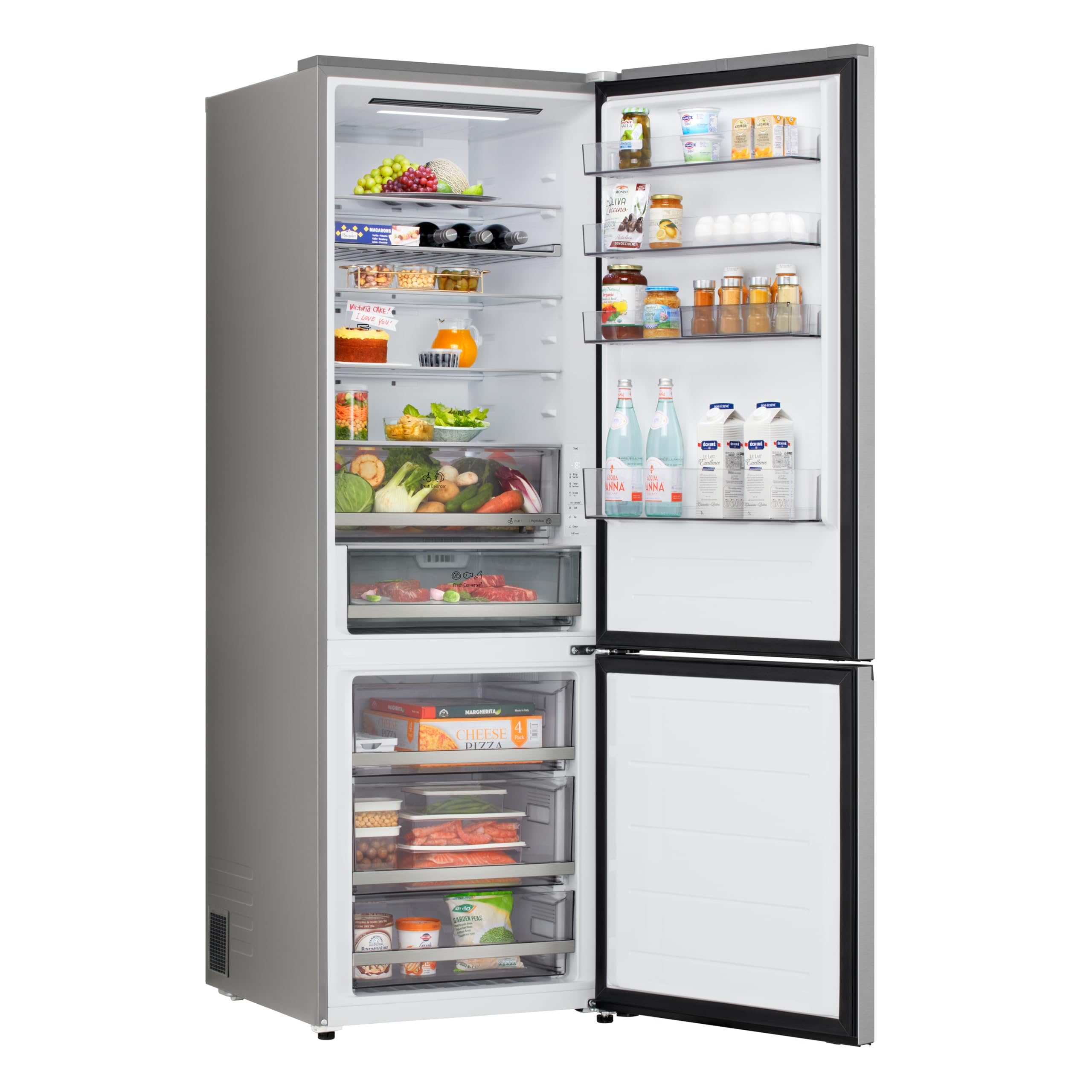 LG GBBW322DPY Frigorifero Combinato Fit & Max Larghezza 70cm, Classe C, Raffreddamento Intelligente con AI Fresh,Fresh Converter, Total No Frost e Metal Fresh, Door Cooling, 465L, Wi-Fi, Prime Silver