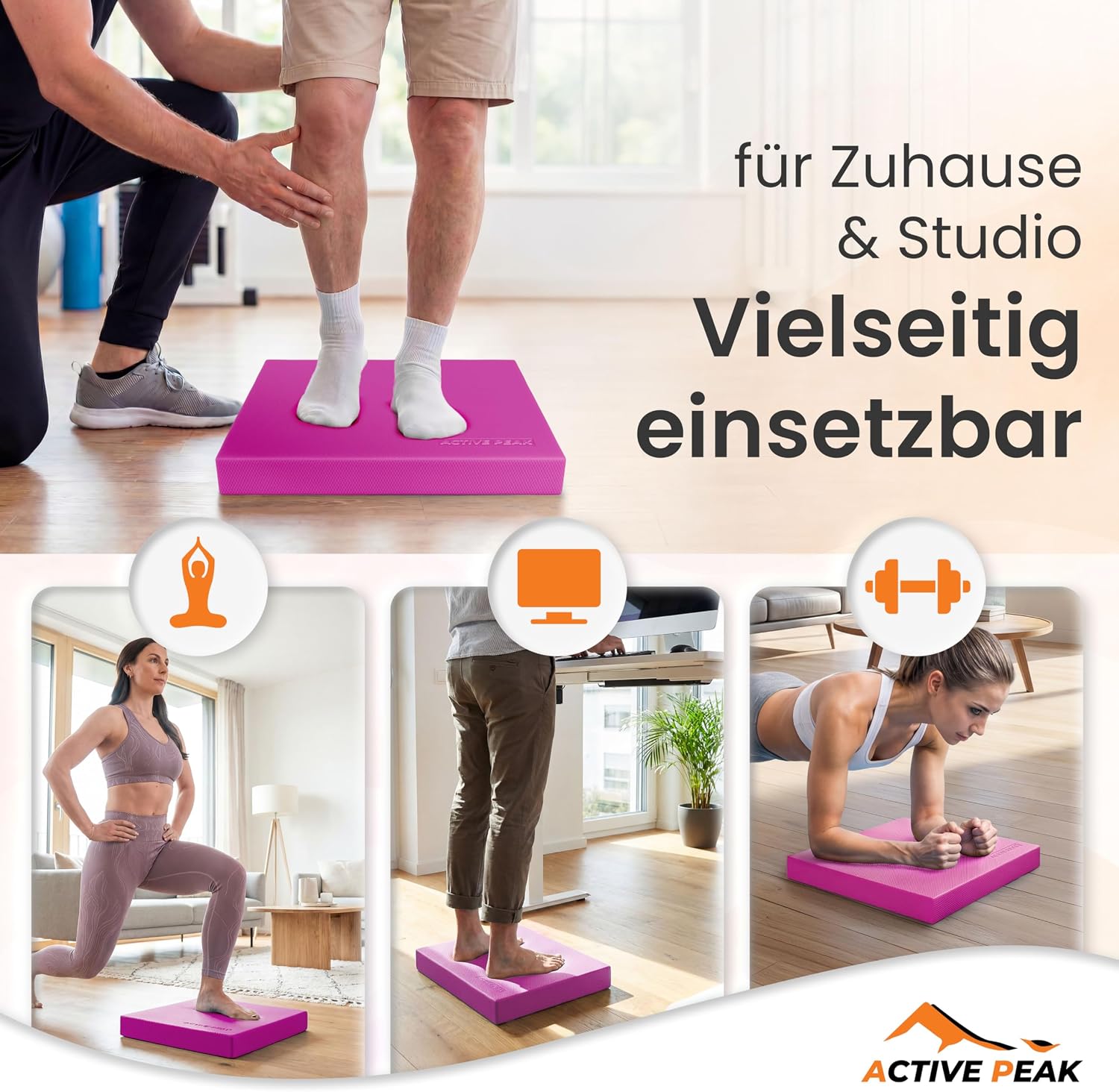 Active Peak® Premium Balance Pad - XXL Balance Cushion for Yoga, Pilates, Physiotherapy & Stability Training - Non-Slip Exercise Mat - 16.1x13.4 inches