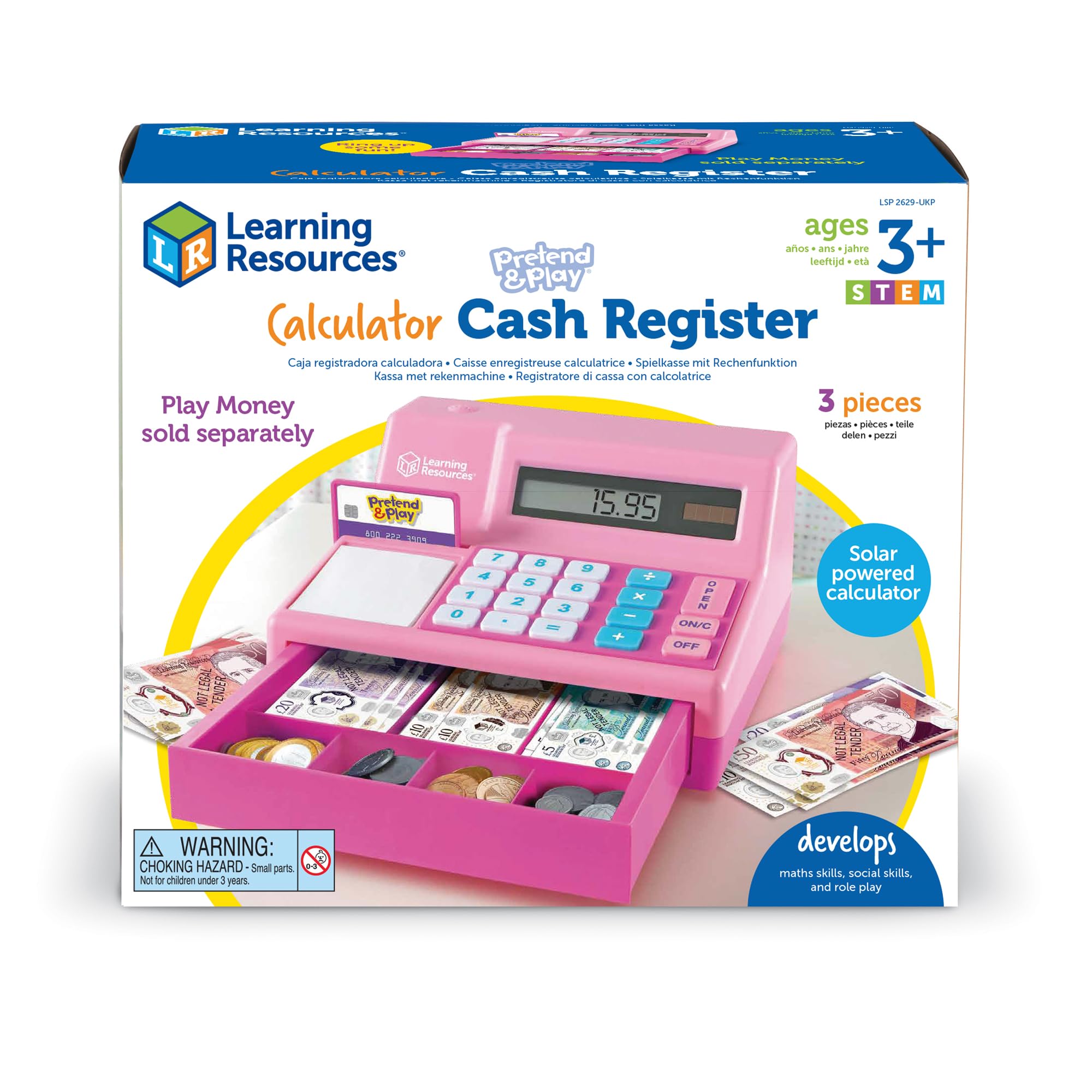 Sponsored Ad – Learning Resources Pretend & Play Pink Calculator Cash Register, Ages 3+, Kids Cash Register Toy, Develops Maths & Money Skills